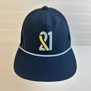 Bruce Bolt BB Rope 1945 Cap Snapback Hat Navy Blue Perforated 21 Logo Trucker